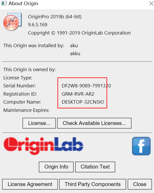 OriginPro 2019b激活码